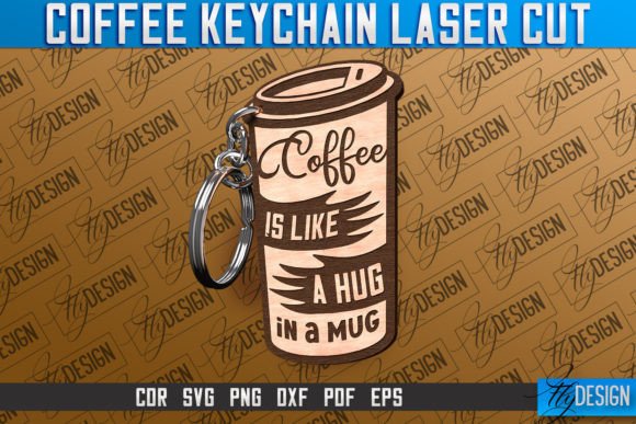 Coffee Keychain Laser Cut Funny Quotes for Brand Visuals