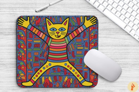 Colorful Doodle Cat Jumping Mouse Pad Graphics and Backgrounds Review