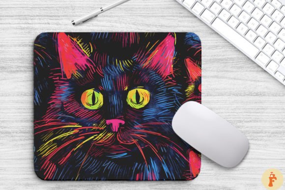 Colorful Scribble Cat Pattern Mouse Pad: Graphics and Backgrounds Review