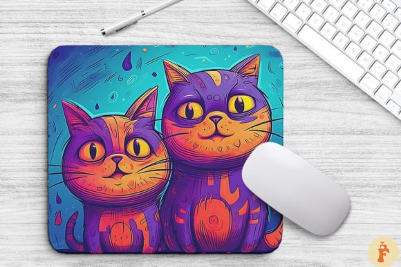 Cute Cats Cartoon Style Mouse Pad Design Graphics and Backgrounds