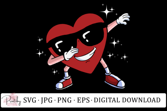 Funny Dabbing Heart Valentine s Day SVG Graphics for Crafts
