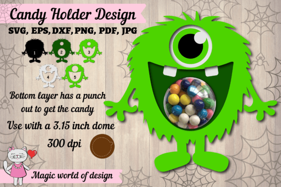 Funny Green Monster Candy Dome Svg Graphics for Crafts