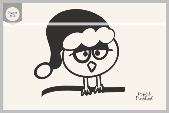 Funny Owl Wearing Santa Hat SVG Clipart for Crafts and Graphics