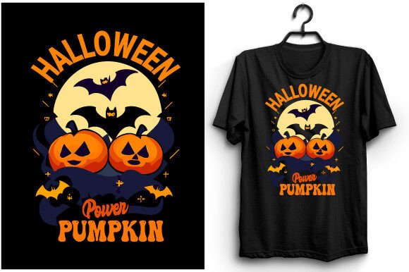 Halloween Power Pumpkin Vintage T-shirt Graphics and T-Shirt Designs